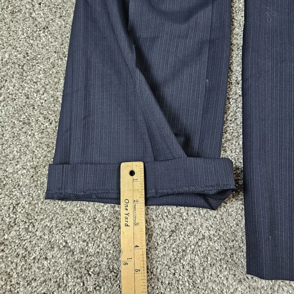 Banana Republic Pants Men 36x32 Navy Blue Wool Stripes Flat Front Trouser Slacks